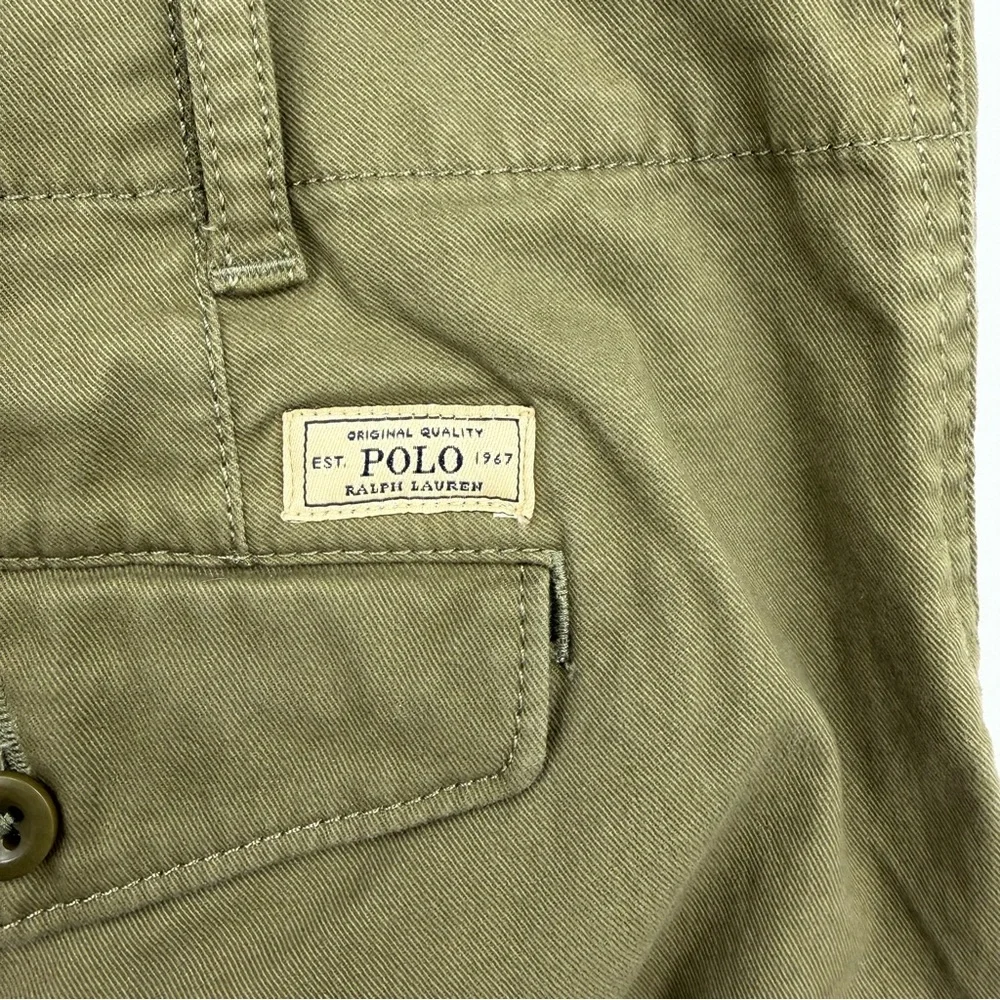 Polo Ralph Lauren zip-fly‎ cropped cotton wide-leg chino olive green sz 10